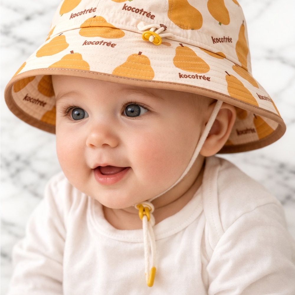 Kocotree Baby Bucket Hat with Pear Print - Cream & Mustard M